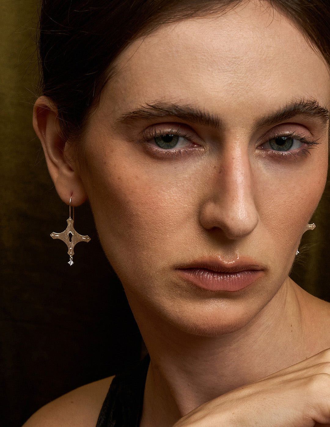 Keyhole and Cross Earrings - Small Gothic Studs, Whimsical Curiosity Theme