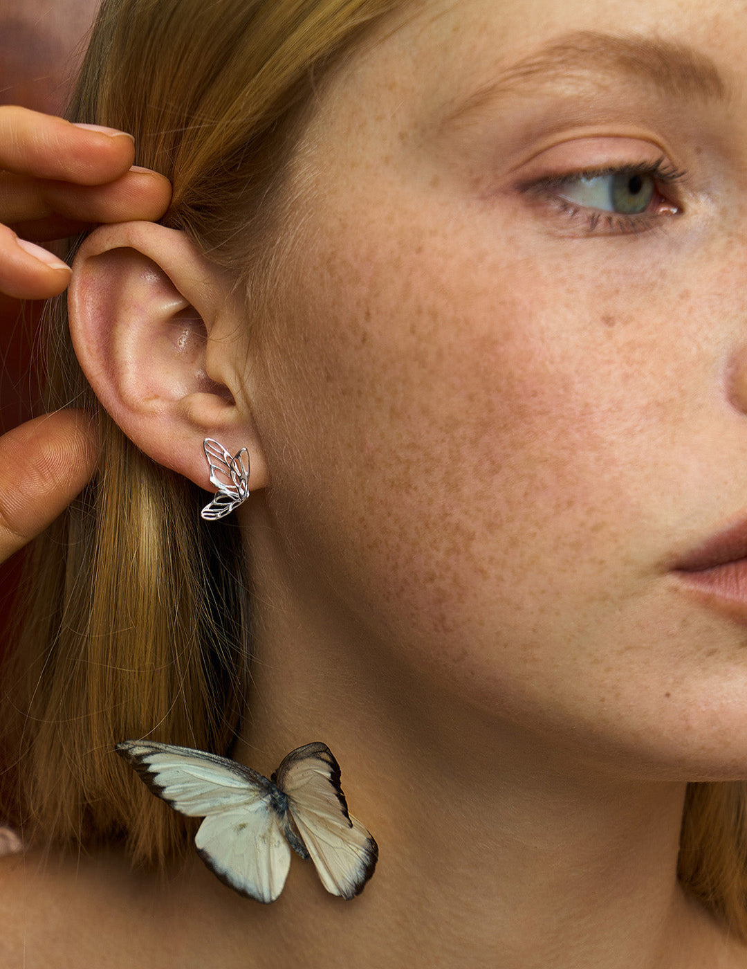 Openwork Butterfly Earrings - Dimensional Layered Wing Studs, Elegant Insect Jewelry