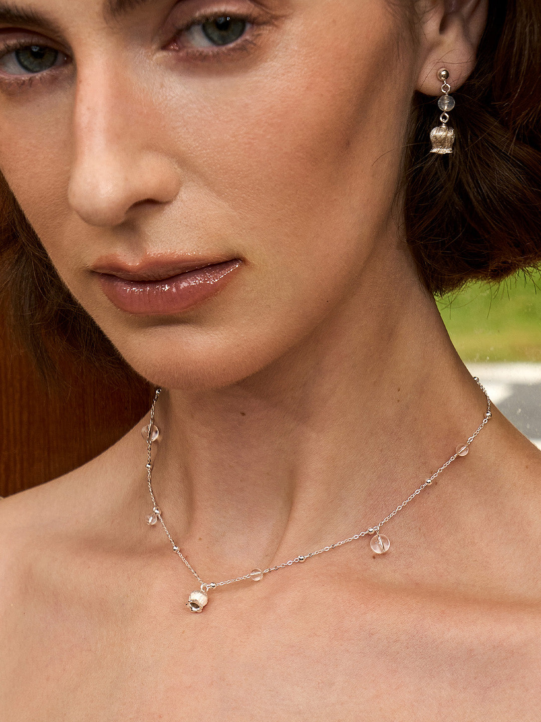 Lily of the Valley Pendant - Elegant Teardrop Crystal on a Dainty Chain