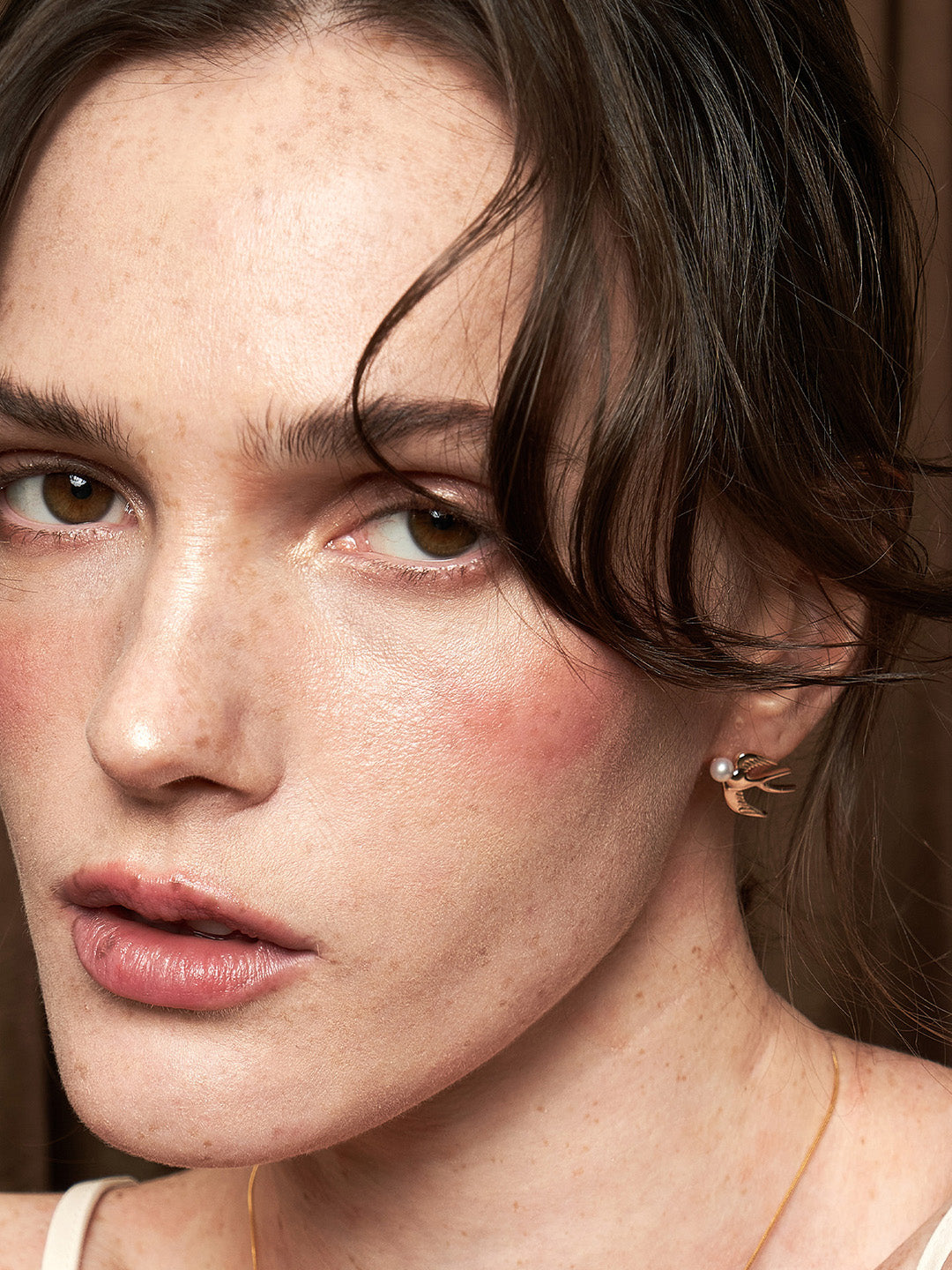 Flying Swallow Pearl Earrings - Art Nouveau Inspired Bird Studs, Luxury Minimalist Ear Jewelry