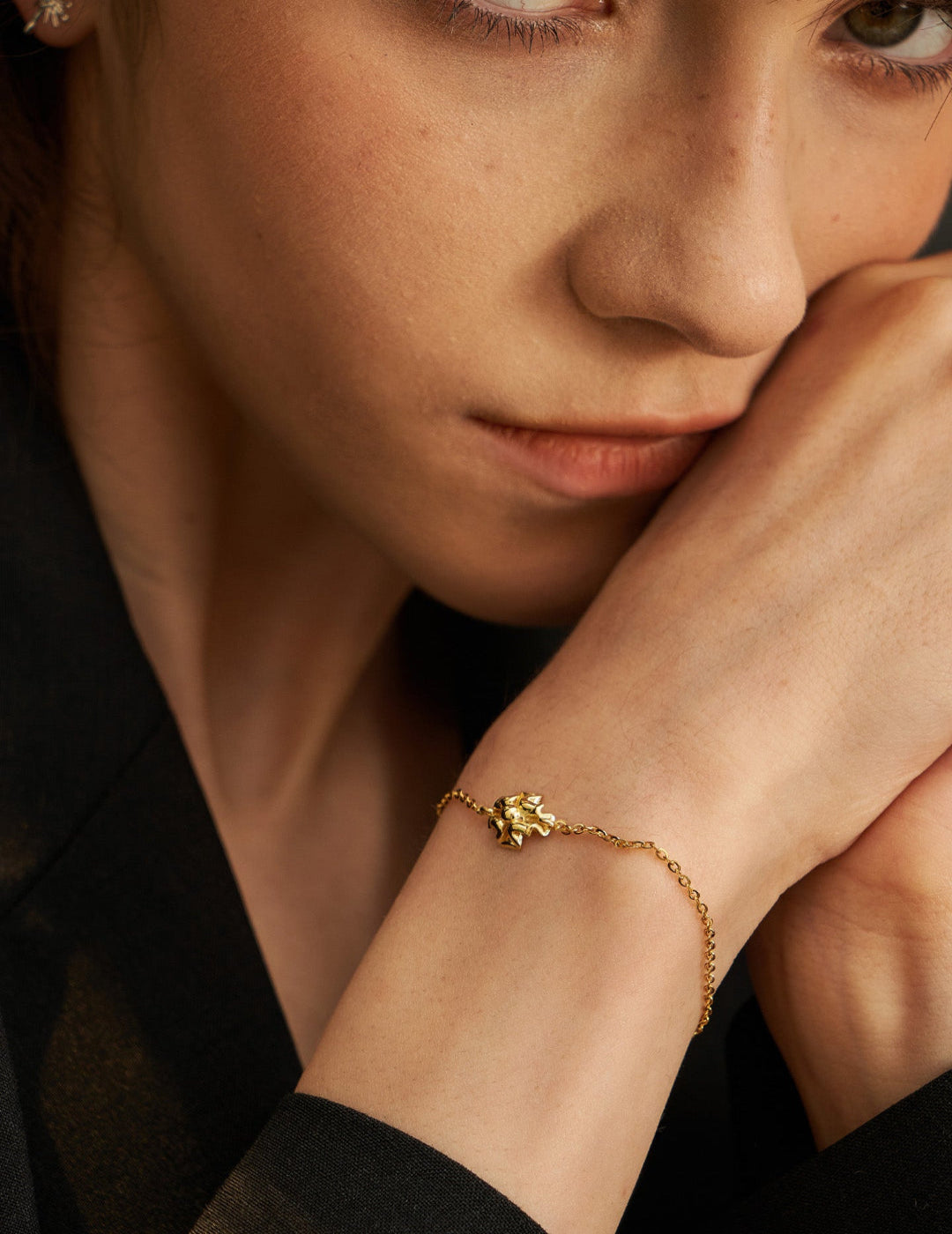 Cross Pleated Sterling Silver Bracelet - Minimalist Dainty 925 Silver Chain