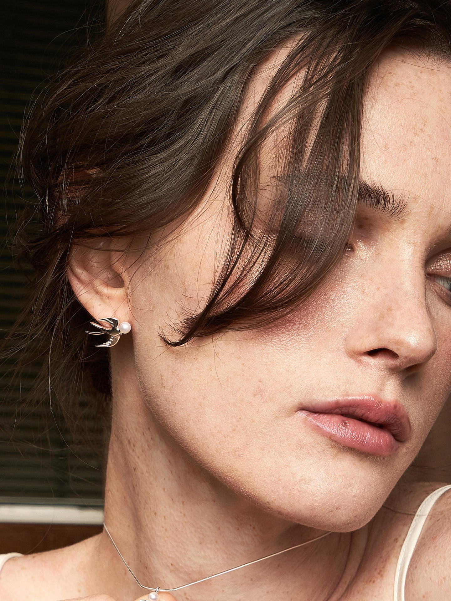 Flying Swallow Pearl Earrings - Art Nouveau Inspired Bird Studs, Luxury Minimalist Ear Jewelry