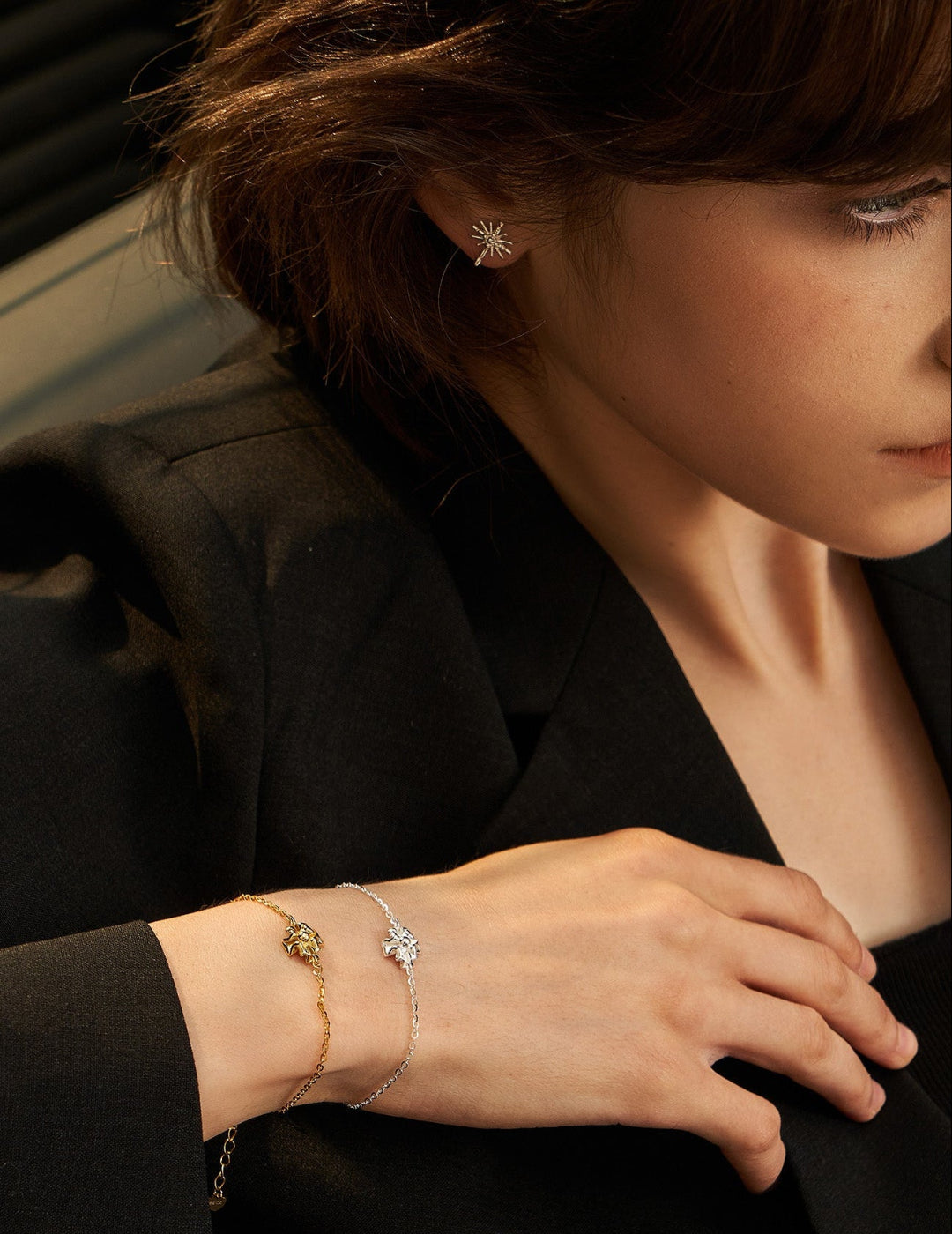 Cross Pleated Sterling Silver Bracelet - Minimalist Dainty 925 Silver Chain