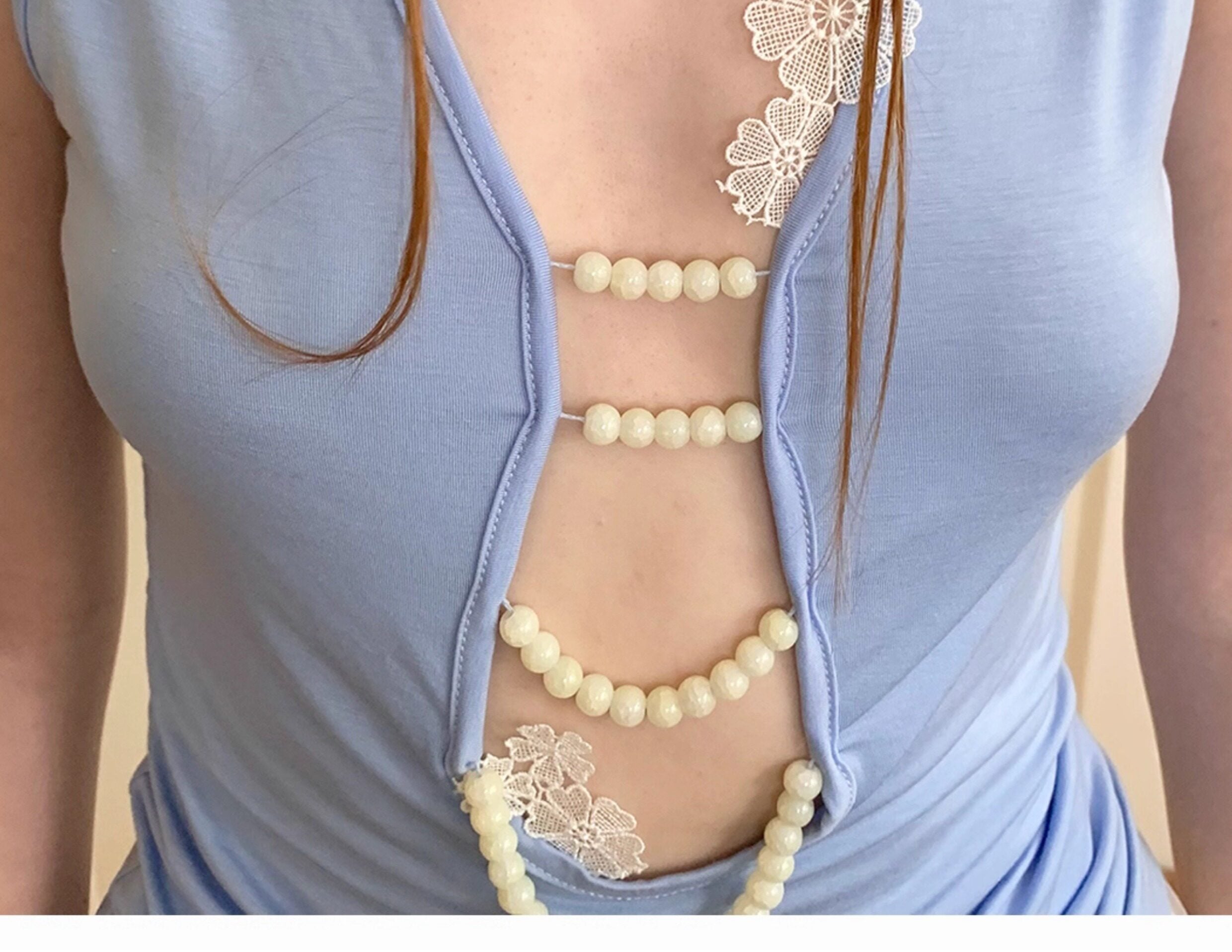 Silver Wing Series Lace Butterfly Pearl Starry Choker Necklace