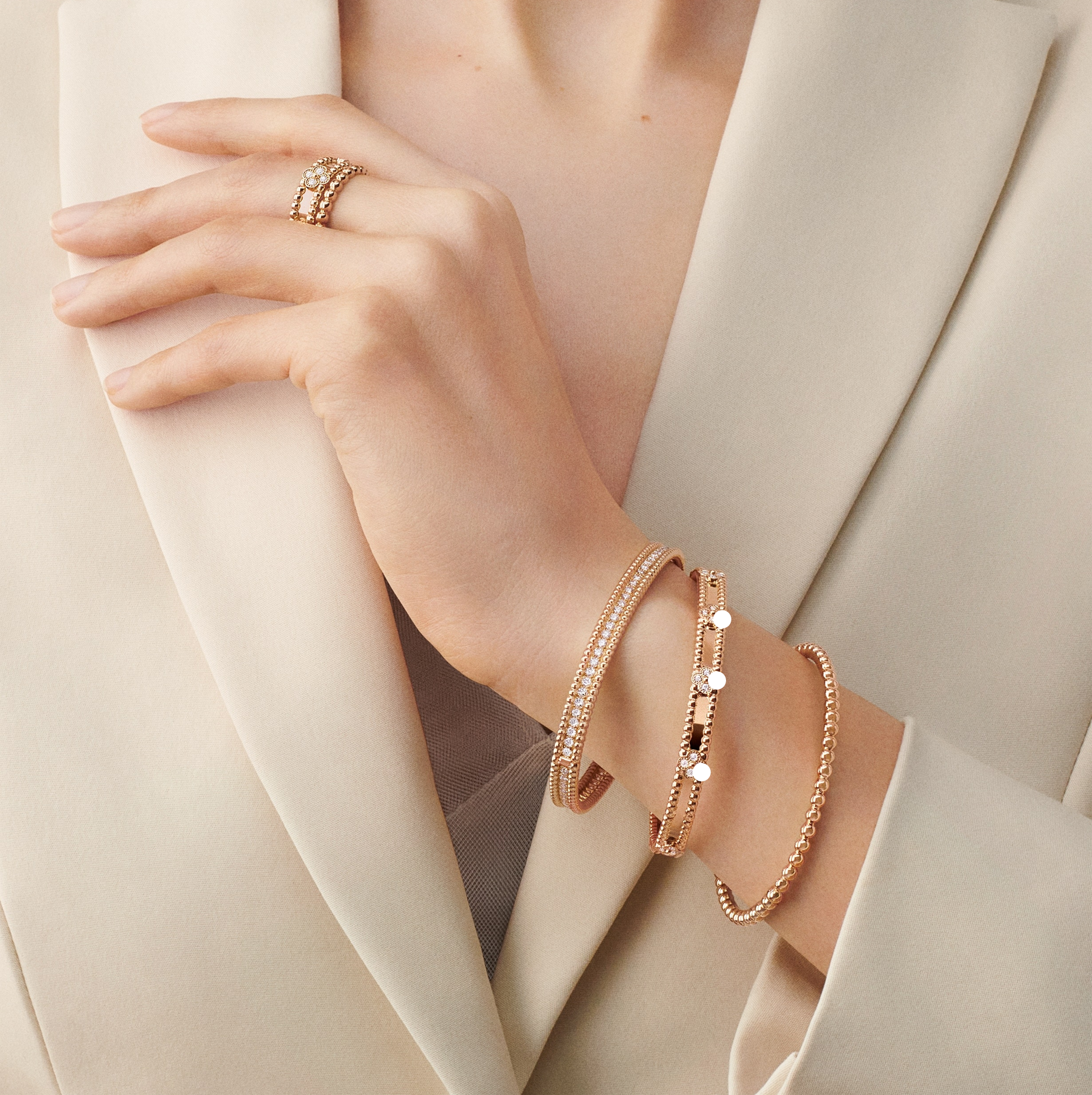 Sweet Perlee Clovers Bracelet,18k Gold Plated