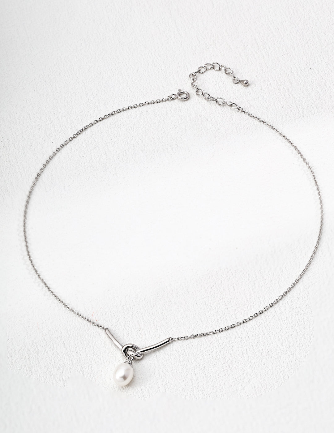 Knotted Pearl Necklace, Minimalist Star-like Sparkling Elegant Jewelry