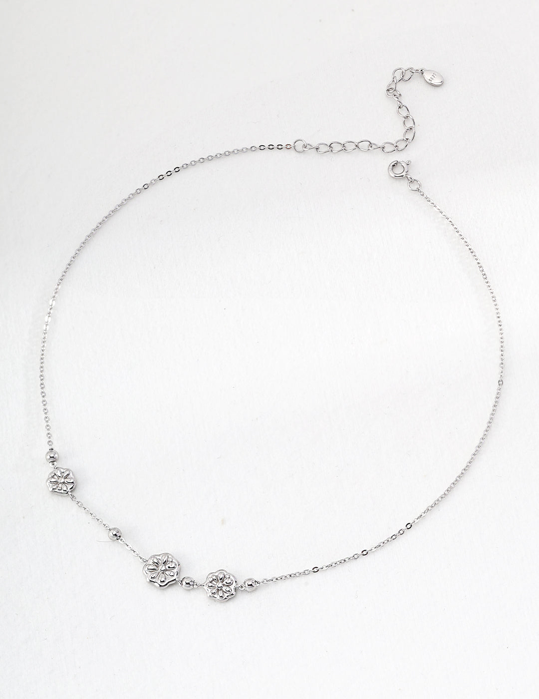 Vintage/White Gold Sterling Silver Necklace, Adjustable Antique Style Chain for Women