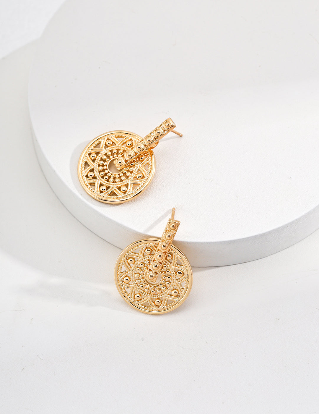 New Chinese Style Earrings in Vintage Gold & Sterling Silver, Oriental Modern Dangle Earrings for Women