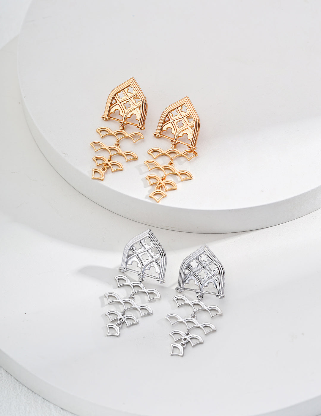 S925 Sterling Silver New Chinese Style Earrings, Vintage Gold Plated Modern Oriental Dangle Earrings for Women
