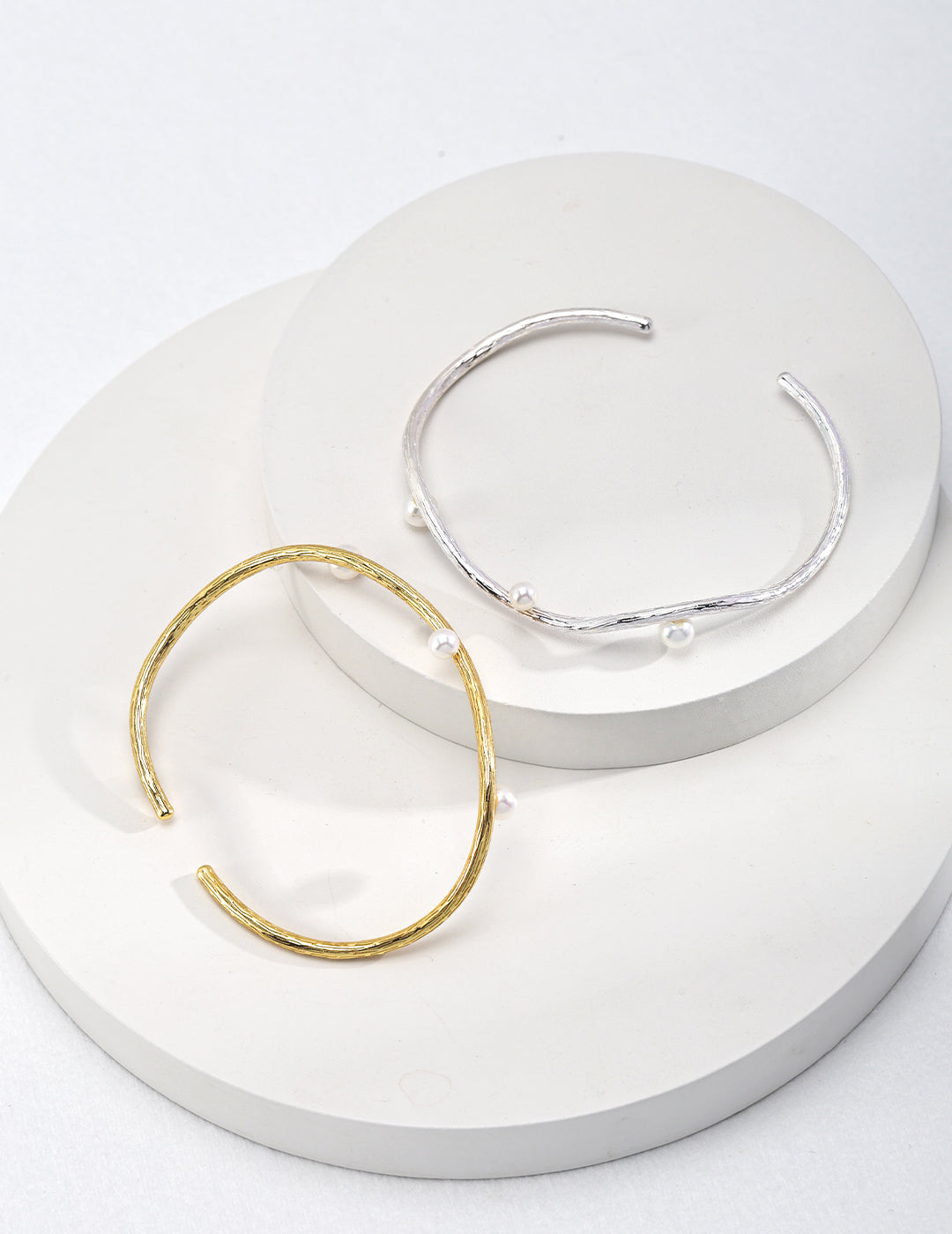 S925 Sterling Silver Bead Pearl Bangle