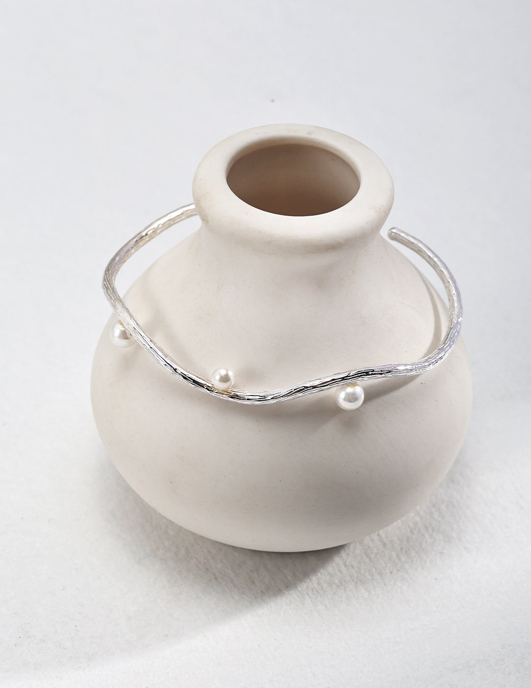 S925 Sterling Silver Bead Pearl Bangle