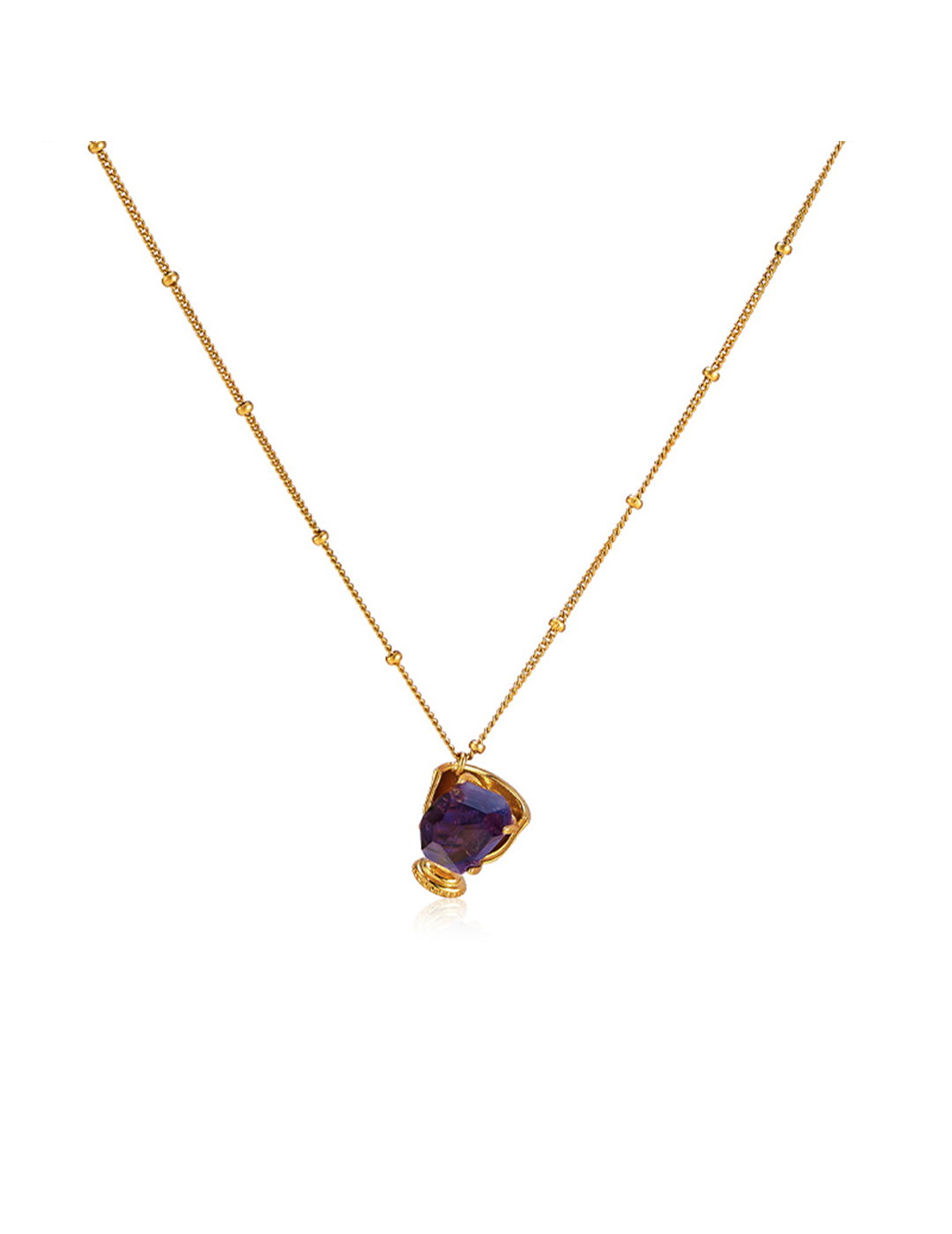The Manor Collection - Gilded Crystal Goblet Necklace with Amethyst & Flash Diamond