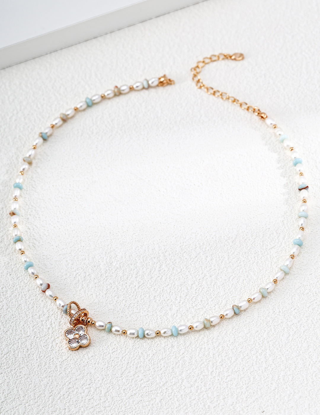 Four Leaf Clover Pearl Charm Necklace