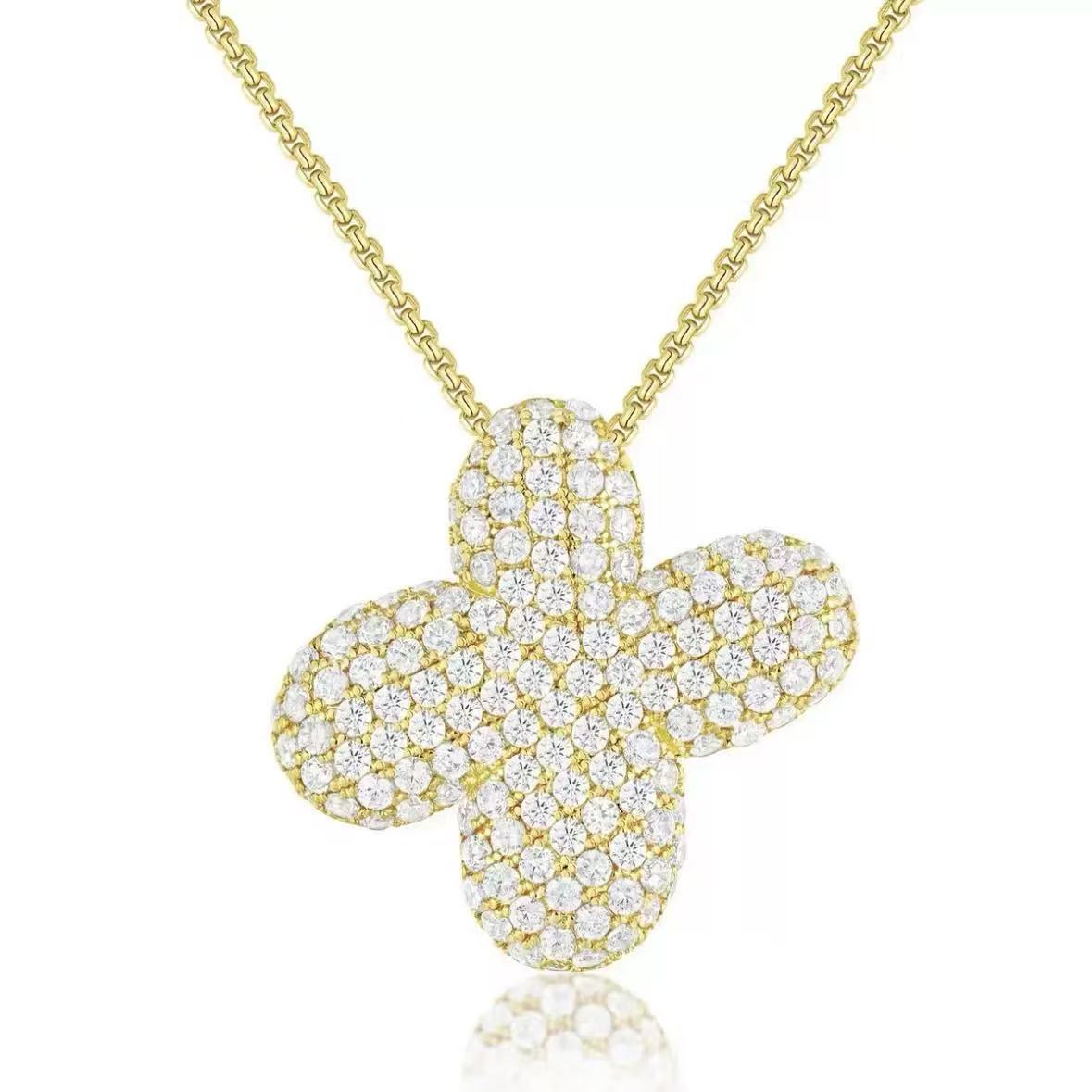 Fashion Bubble Letter Necklace – 26 Initial Pendant with Sparkling Zircon Design