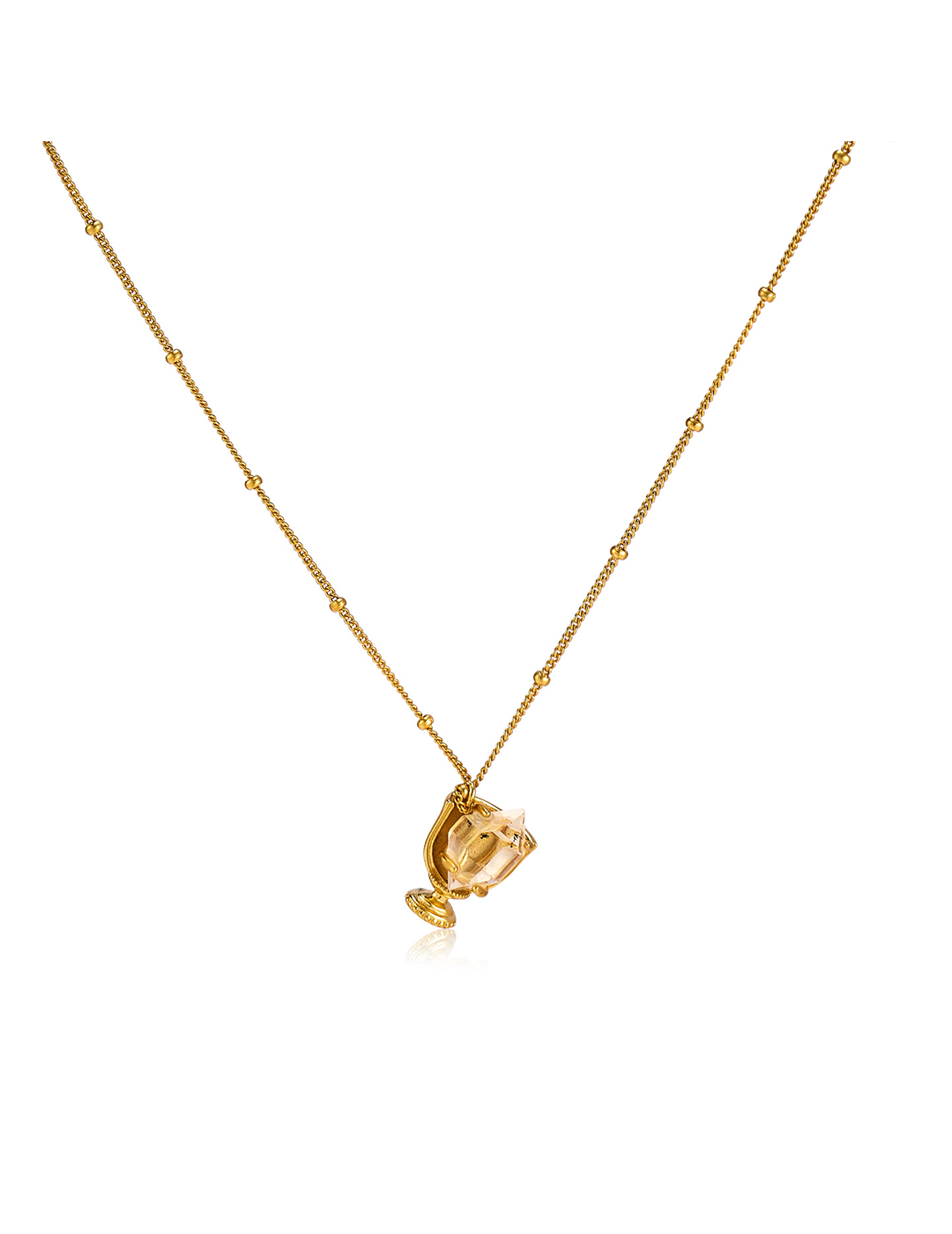 The Manor Collection - Gilded Crystal Goblet Necklace with Amethyst & Flash Diamond