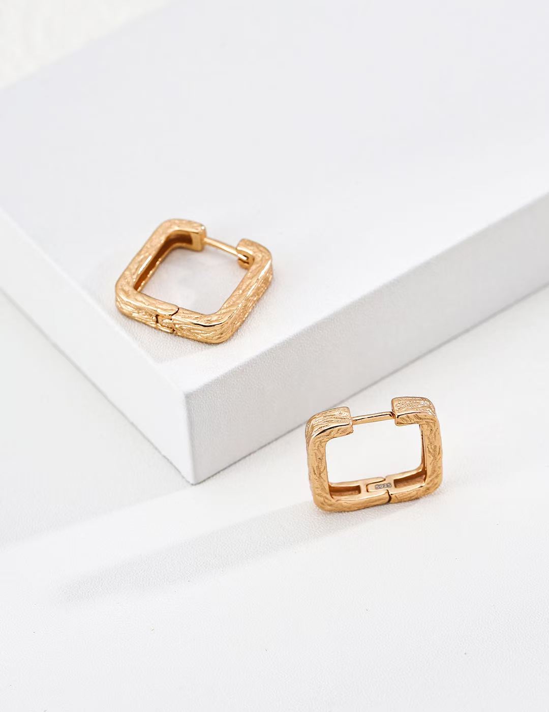 Forest Texture Square Hoop Earrings