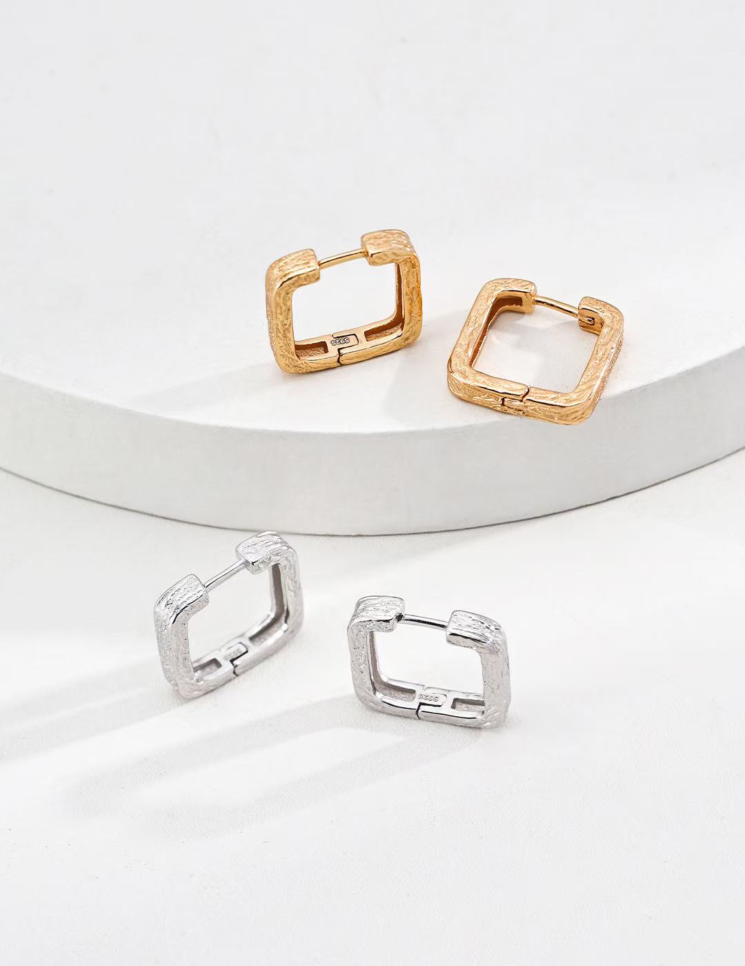 Forest Texture Square Hoop Earrings