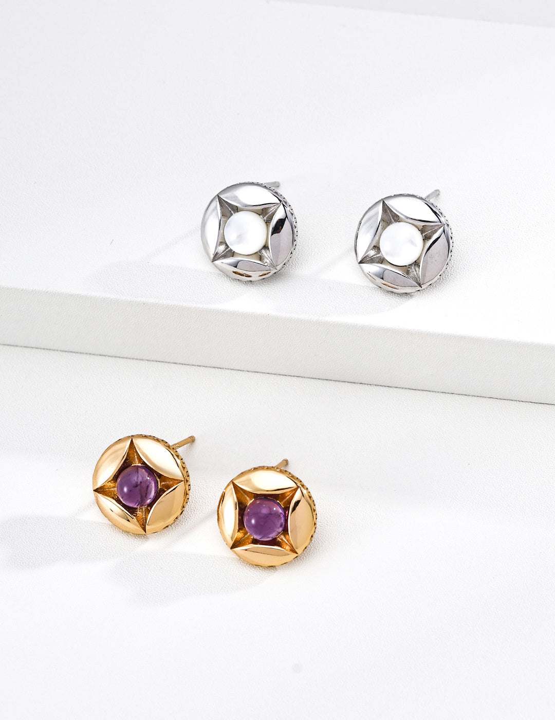 Vintage Fortune Coin Crystal Earrings