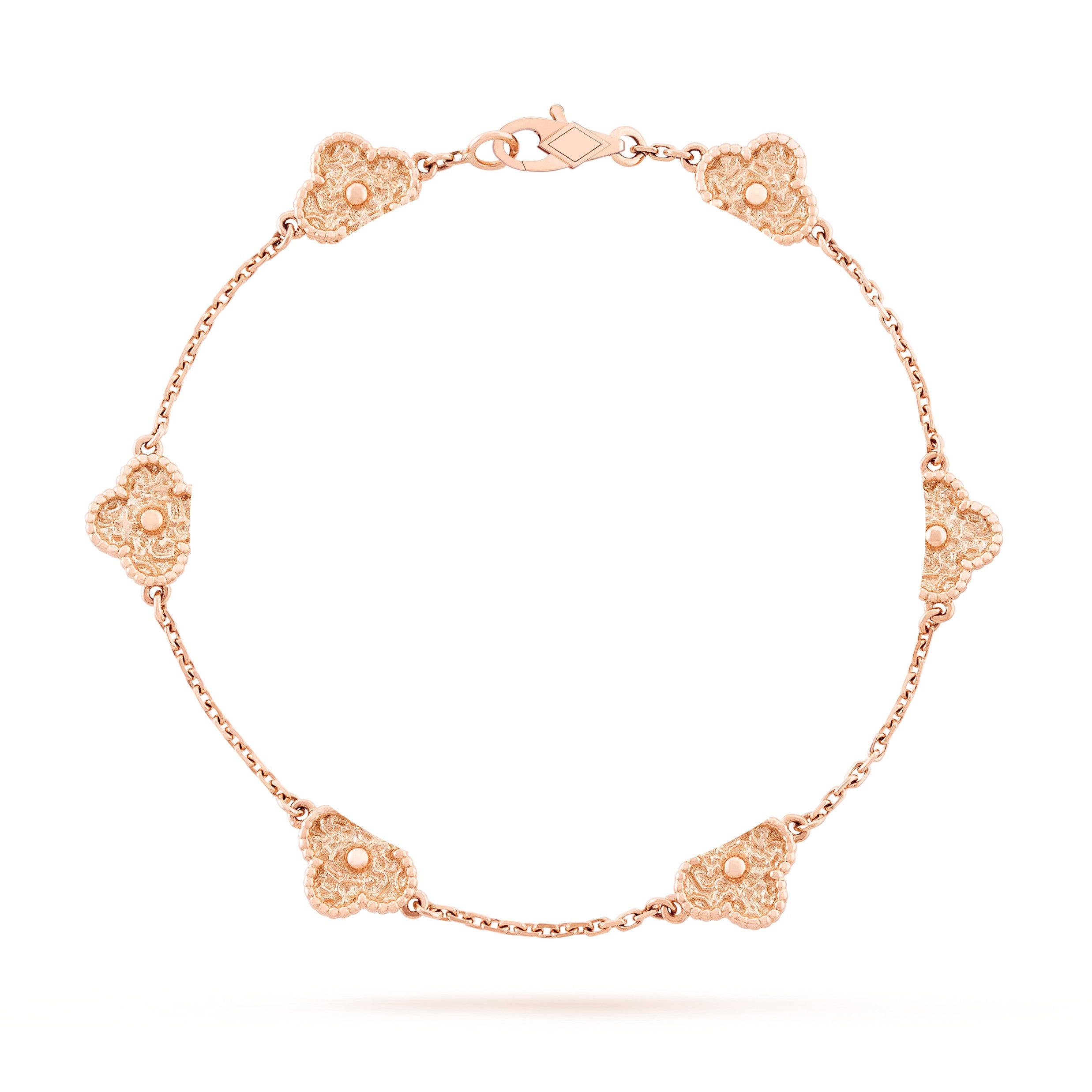 Clover Leaf Six Motifs Bracelet, 925 Silver, 18k Gold Plated