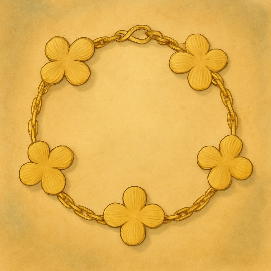 Wanderlust Studio Clover Leaf Bracelet/Necklace, 925 Silver, 18k Gold Plated