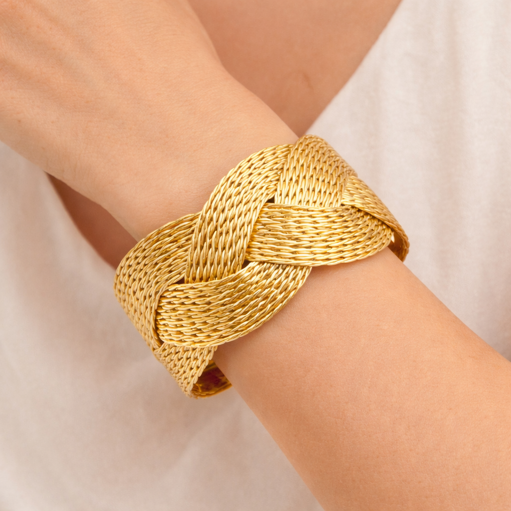Woven Knot Wide Cuff Bracelet