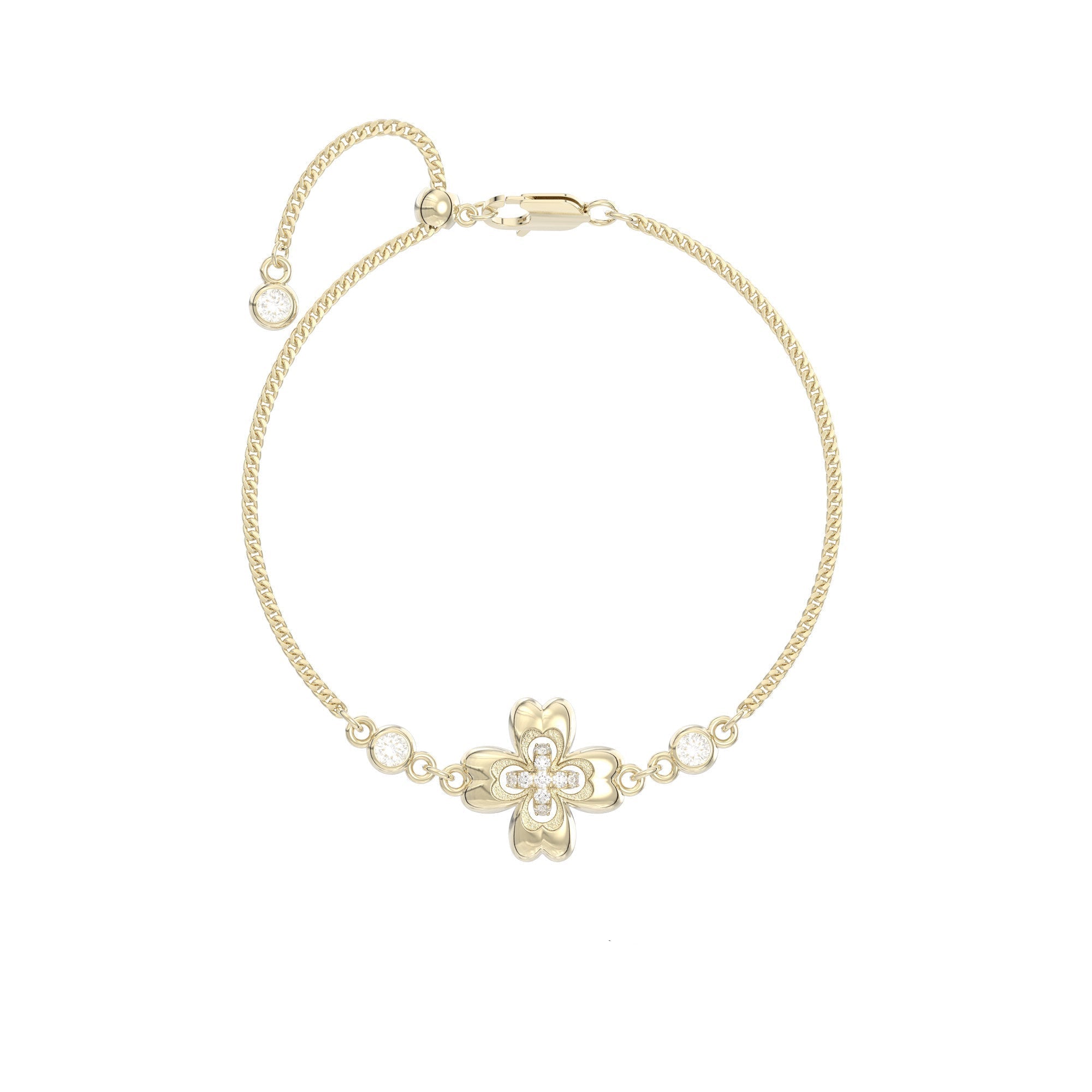 Button Series Minimalist Small Flower Layered Adjustable Pull-String Bracelet, Elegant Design