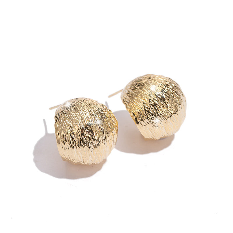 French Brushed Metal Earrings – Elegant Lightweight Luxury Design