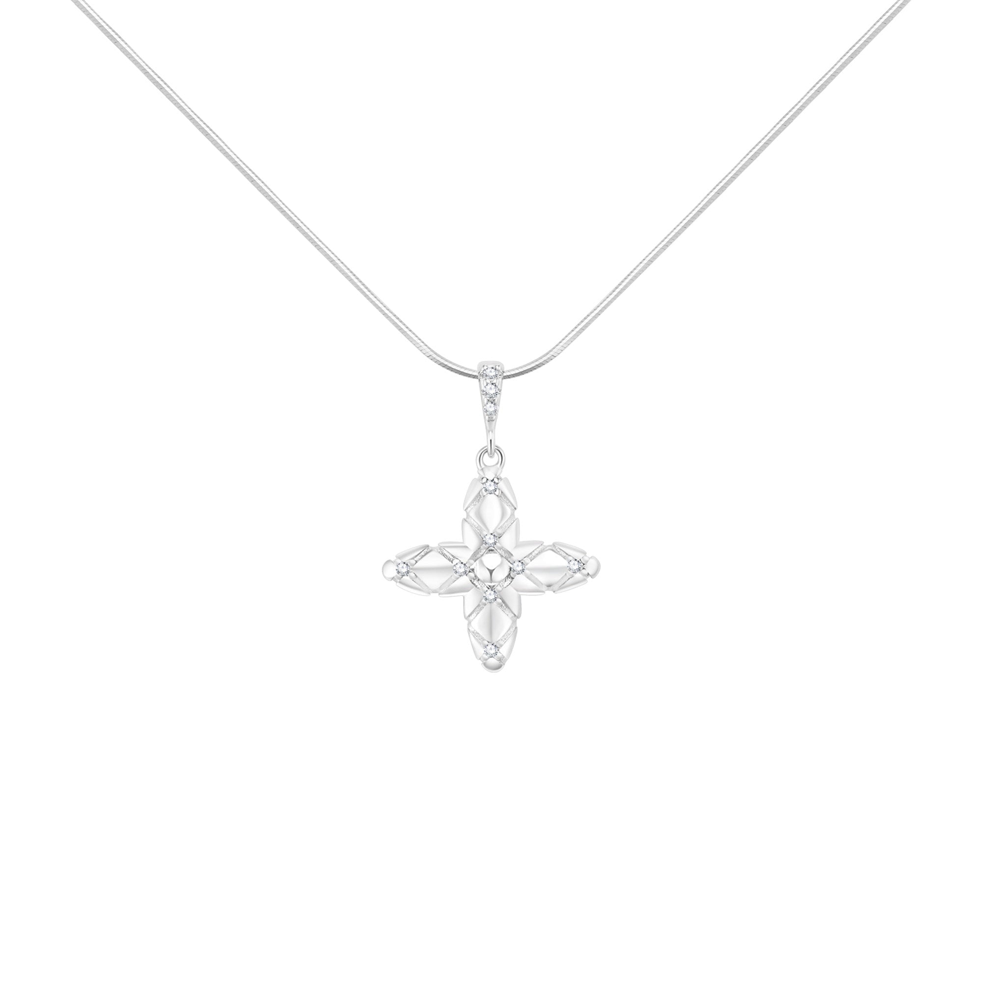 Diamond-Grid Series Starburst Heart Pendant Layered Choker Necklace