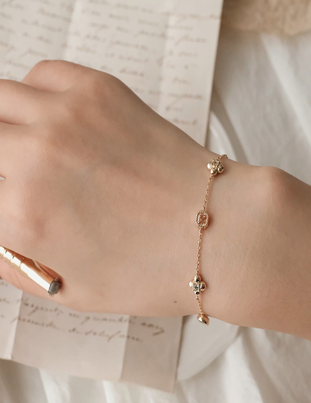 Gold Plated Bubble Bracelet - Delicate Dreamy Chain, Whimsical Daydream Jewelry