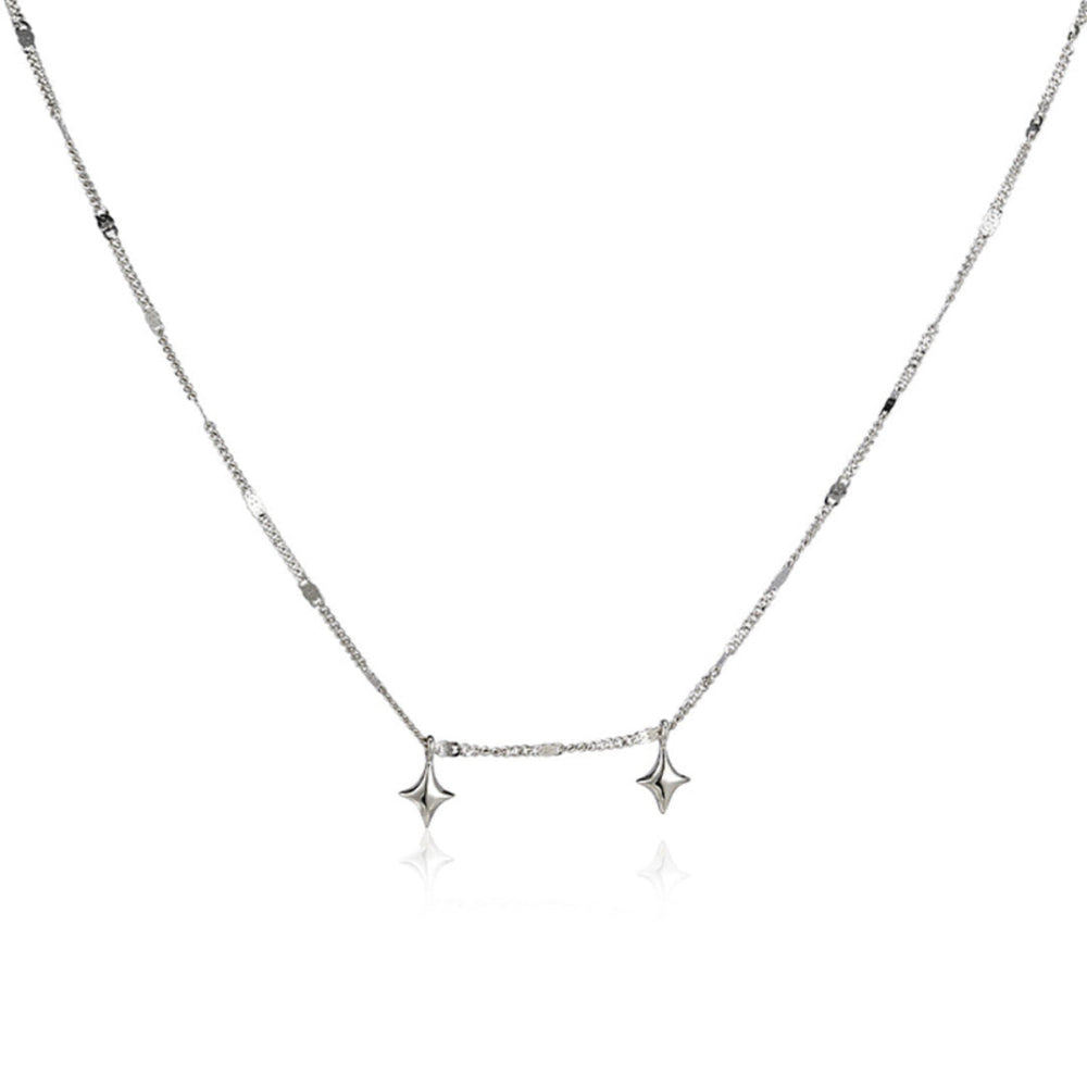 Twin Stars Necklace - A Glittering Celestial Choker with Fine Shimmer