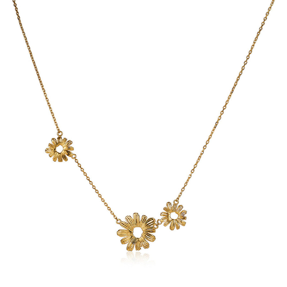 Daisy Embroidered Choker Necklace - Sterling Silver Floral Pendant, Dainty Garden Jewelry