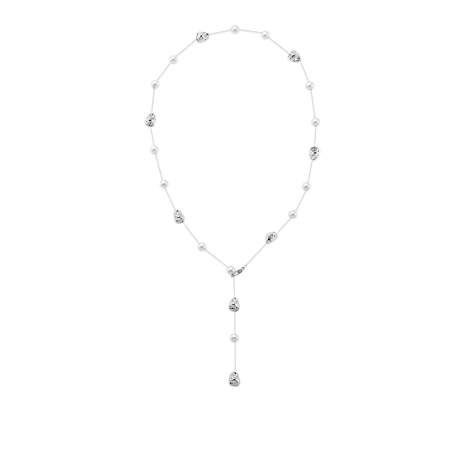 Spring New “White Tide” Series Baroque Pearl & Silver Stone Necklace