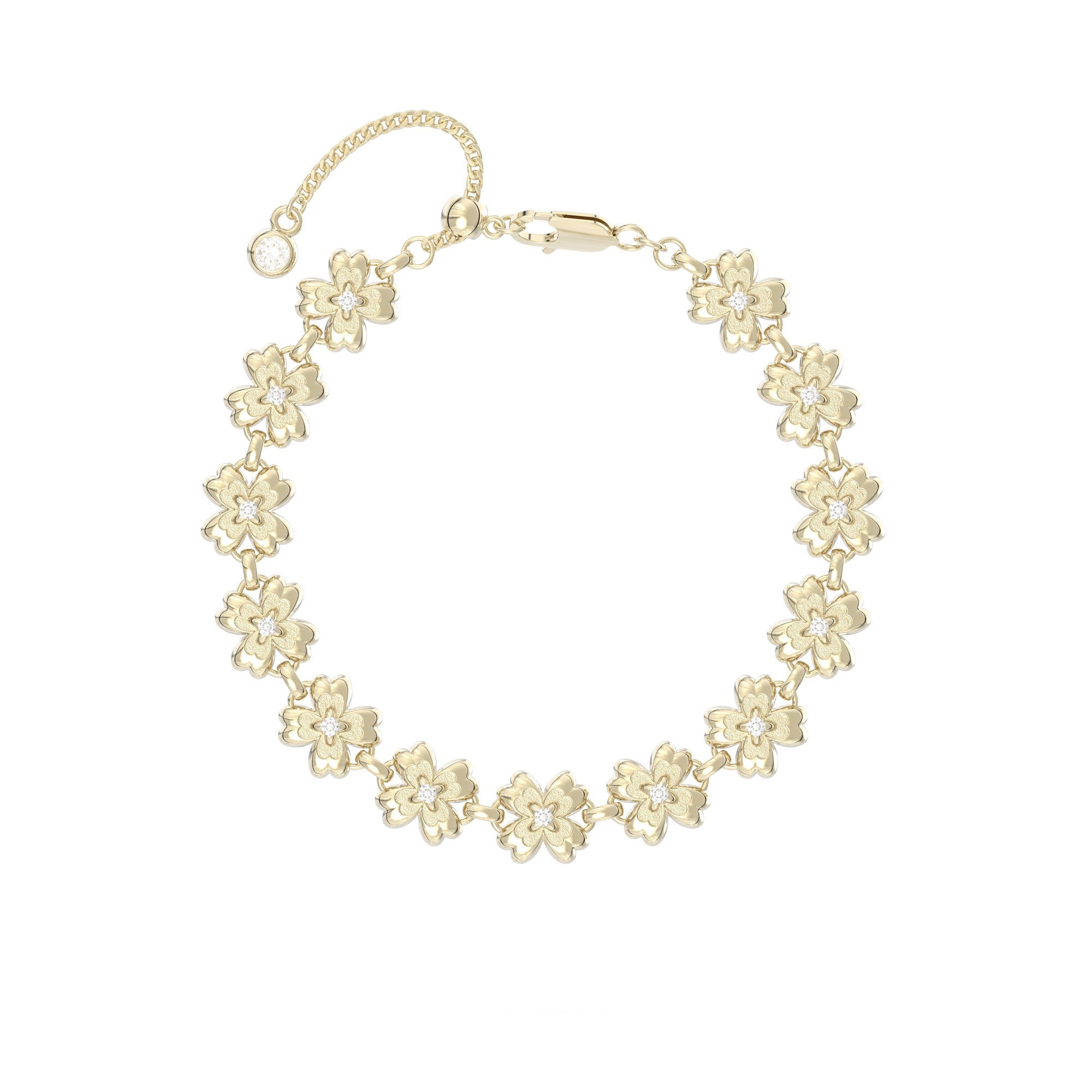 Button Series Full-Circle Small Flower Layered Adjustable Pull-String Bracelet, Elegant Chic Design
