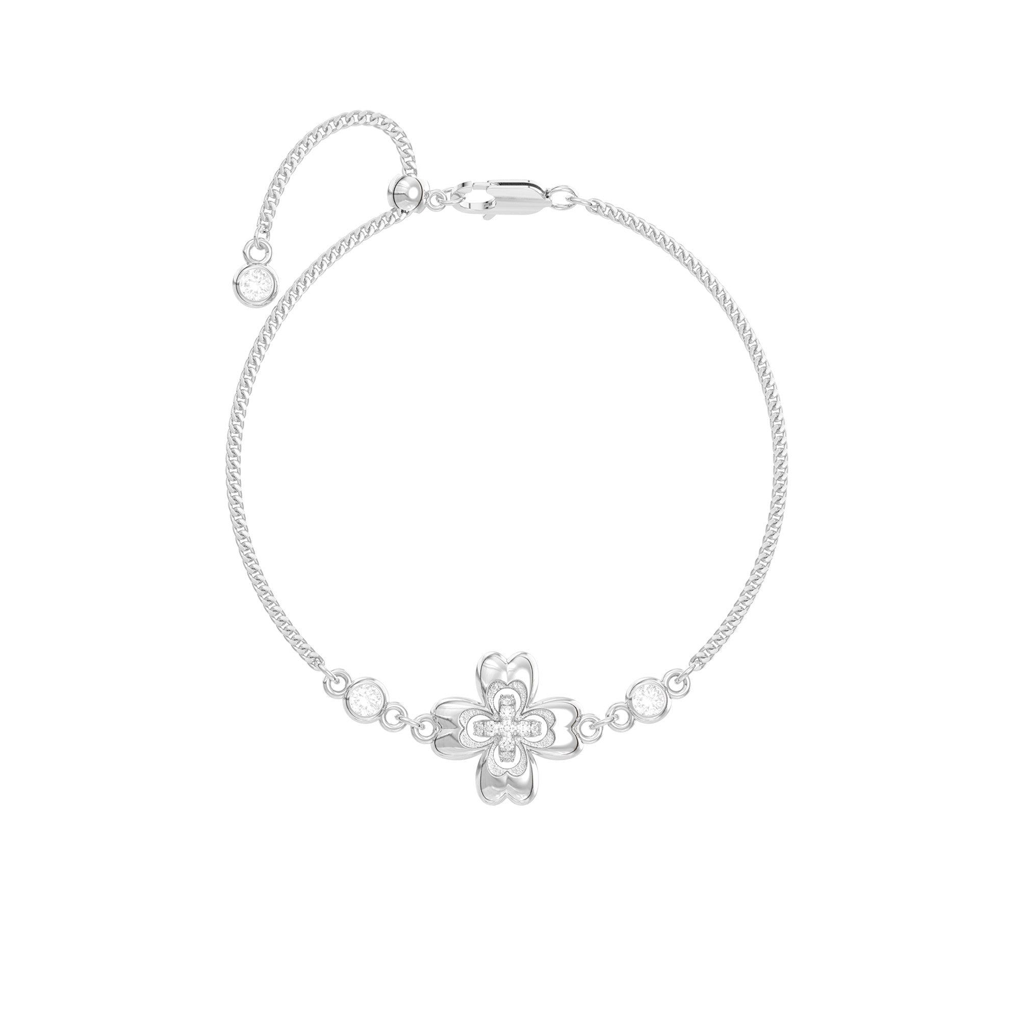 Button Series Minimalist Small Flower Layered Adjustable Pull-String Bracelet, Elegant Design