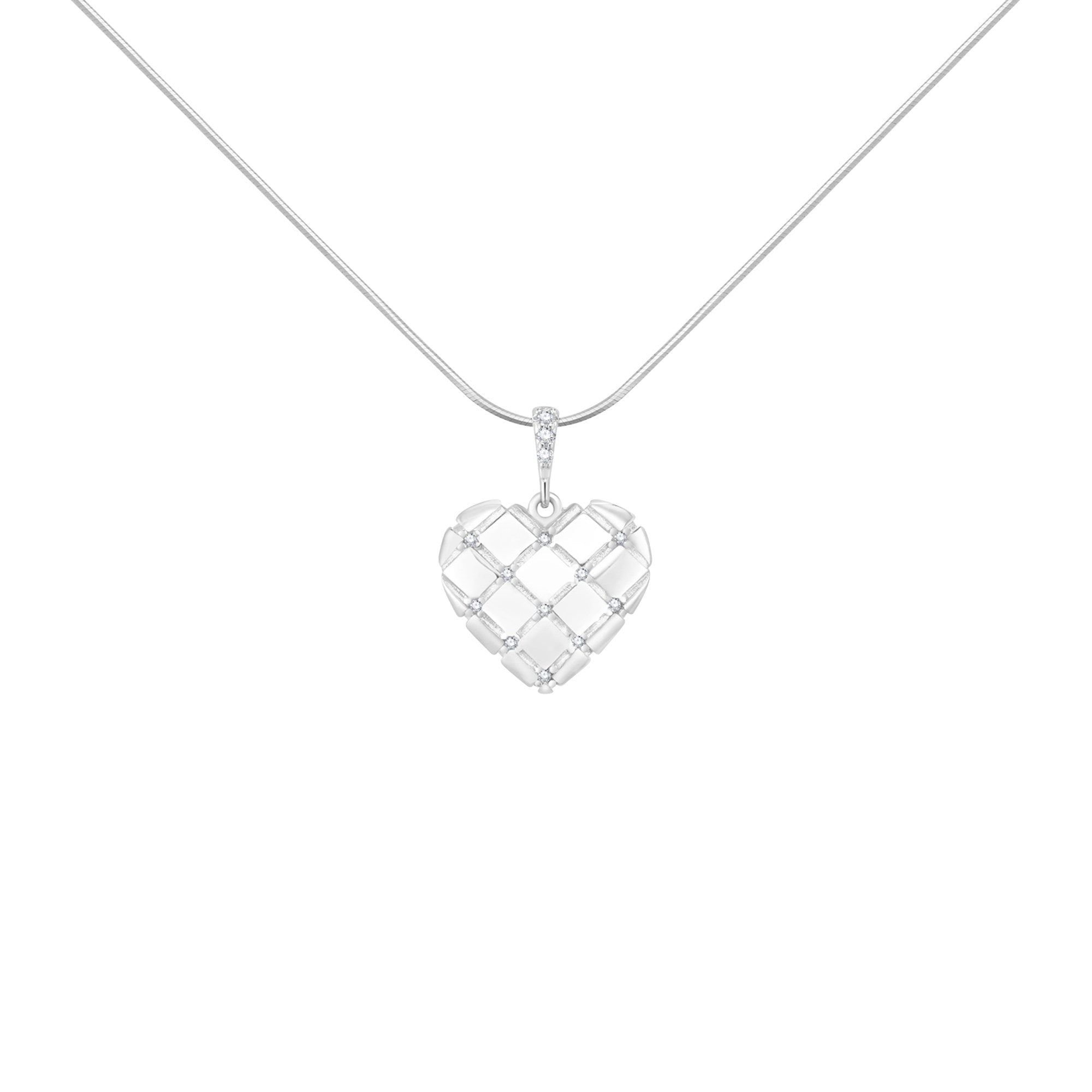 Diamond-Grid Series Starburst Heart Pendant Layered Choker Necklace