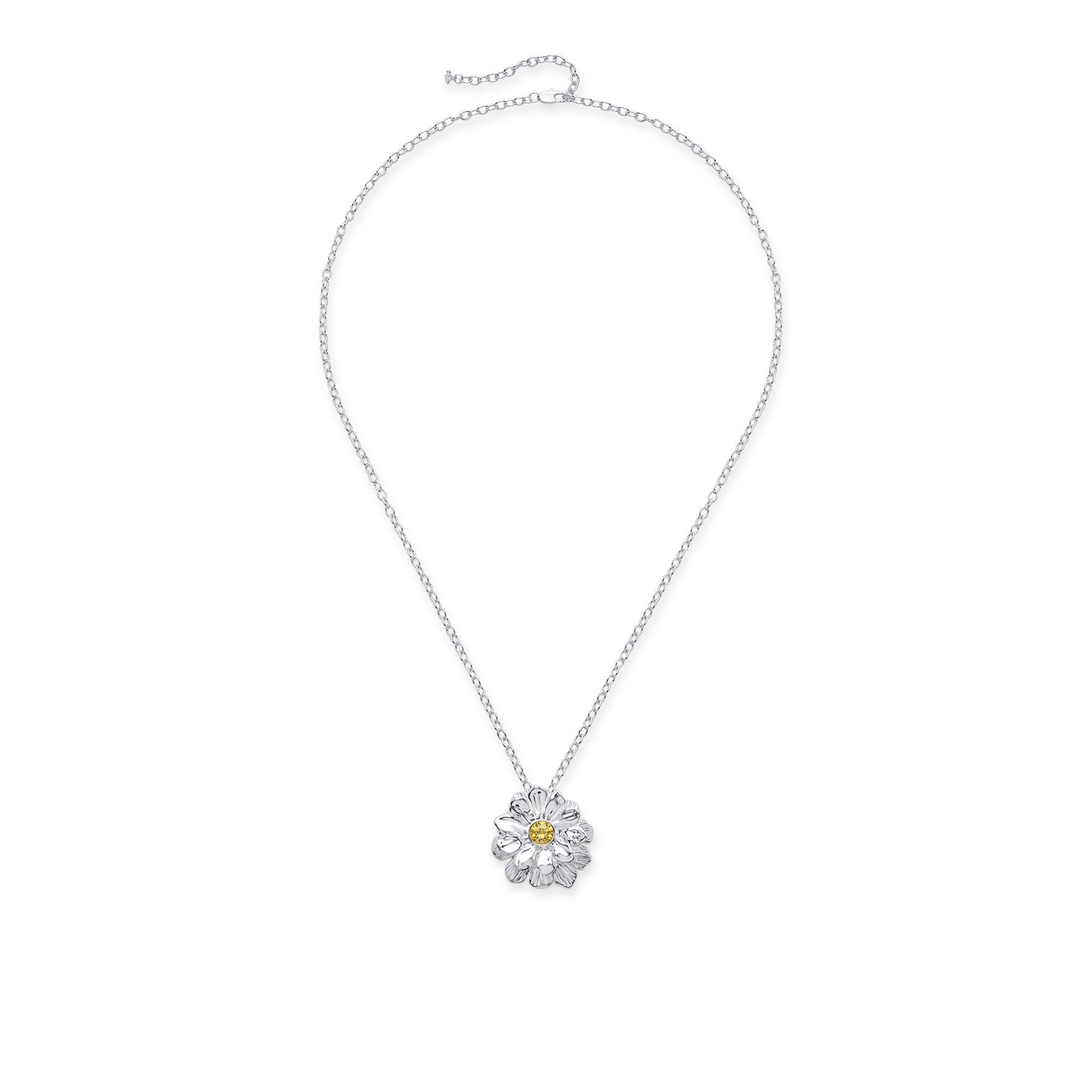 Daisy Series Large Flower Long Necklace, Minimal Luxury Statement Jewelry