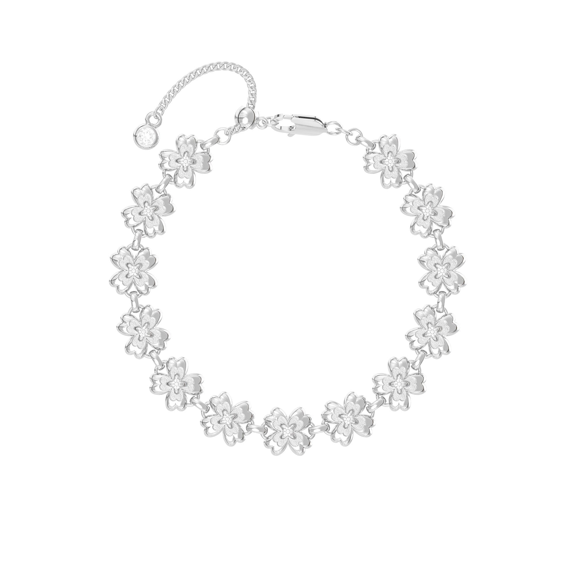 Button Series Full-Circle Small Flower Layered Adjustable Pull-String Bracelet, Elegant Chic Design