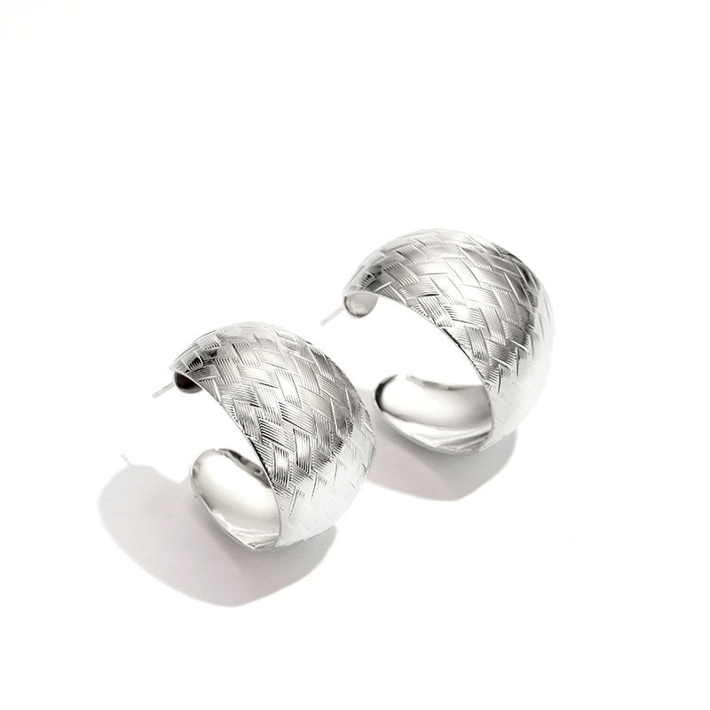 French Brushed Metal Earrings – Elegant Lightweight Luxury Design