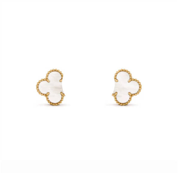 Clover Leaf Earstuds, 925 Silver, 18k Gold Plated, Large Motifs