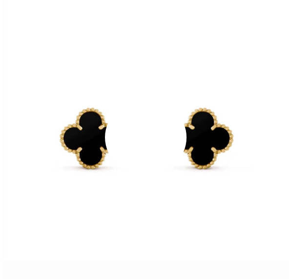 Clover Leaf Earstuds, 925 Silver, 18k Gold Plated, Large Motifs
