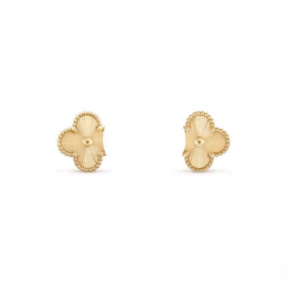 Clover Leaf Earstuds, 925 Silver, 18k Gold Plated, Large Motifs