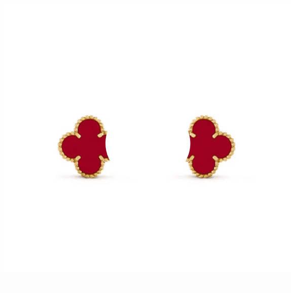 Clover Leaf Earstuds, 925 Silver, 18k Gold Plated, Large Motifs