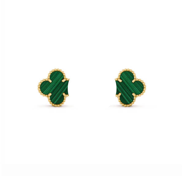 Clover Leaf Earstuds, 925 Silver, 18k Gold Plated, Large Motifs