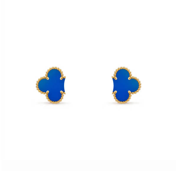 Clover Leaf Earstuds, 925 Silver, 18k Gold Plated, Large Motifs