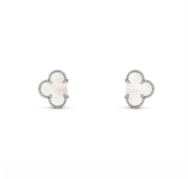 Clover Leaf Earstuds, 925 Silver, 18k Gold Plated, Large Motifs