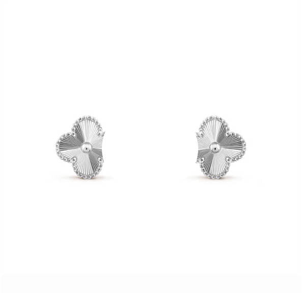 Clover Leaf Earstuds, 925 Silver, 18k Gold Plated, Large Motifs