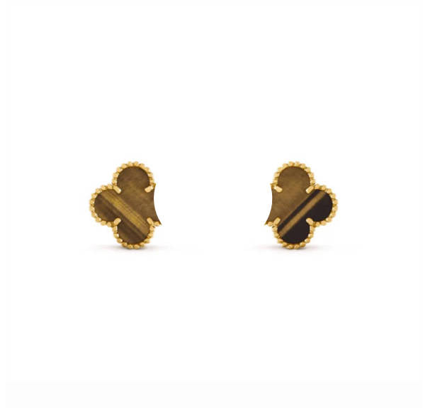 Clover Leaf Earstuds, 925 Silver, 18k Gold Plated, Large Motifs
