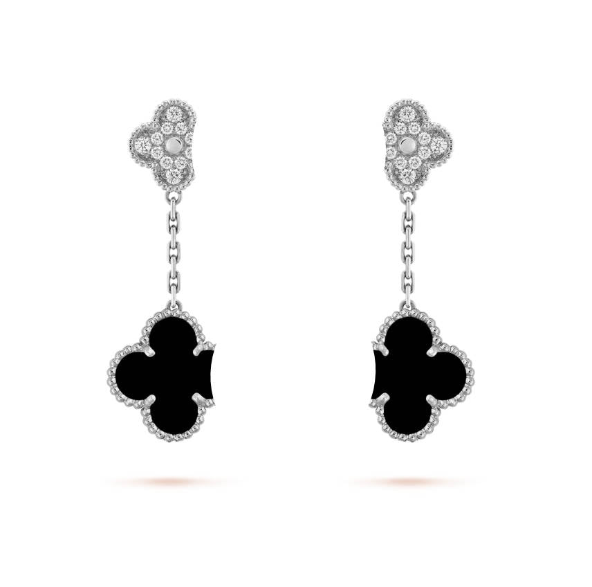 Clover Leaf Earstuds, 925 Silver, 18k Gold Plated, Large Motifs