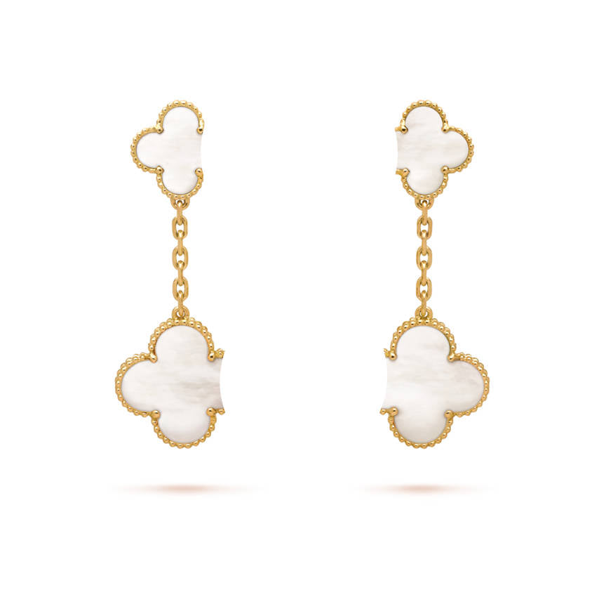 Clover Leaf Earstuds, 925 Silver, 18k Gold Plated, Large Motifs