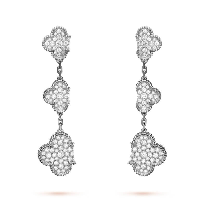Clover Leaf Earstuds, 925 Silver, 18k Gold Plated, Large Motifs